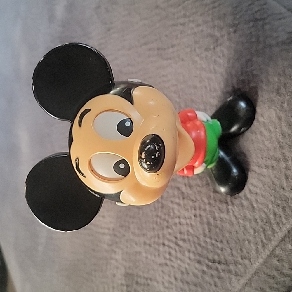 1976 Mattel Mickey Mouse Pull-String Toy Made in Hong Kong 7"